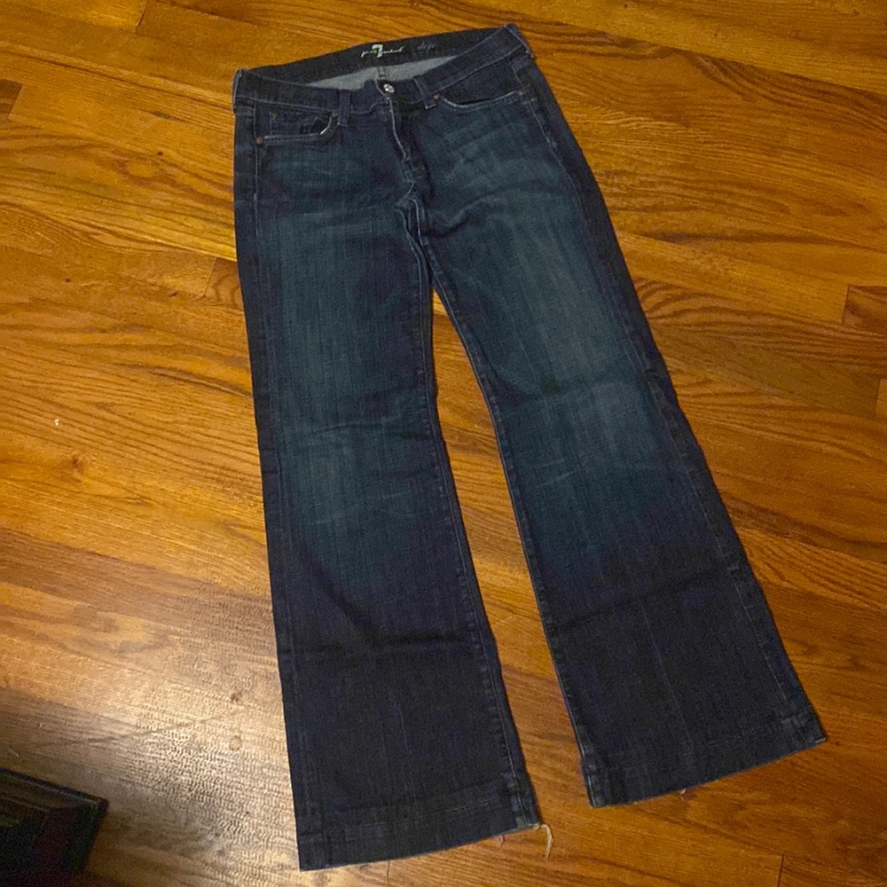 7 For All Mankind Dojo Flare Jeans, size 30 (8-10) women’s, dark denim wash!